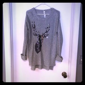 Bnwt Sequin sweater with deer